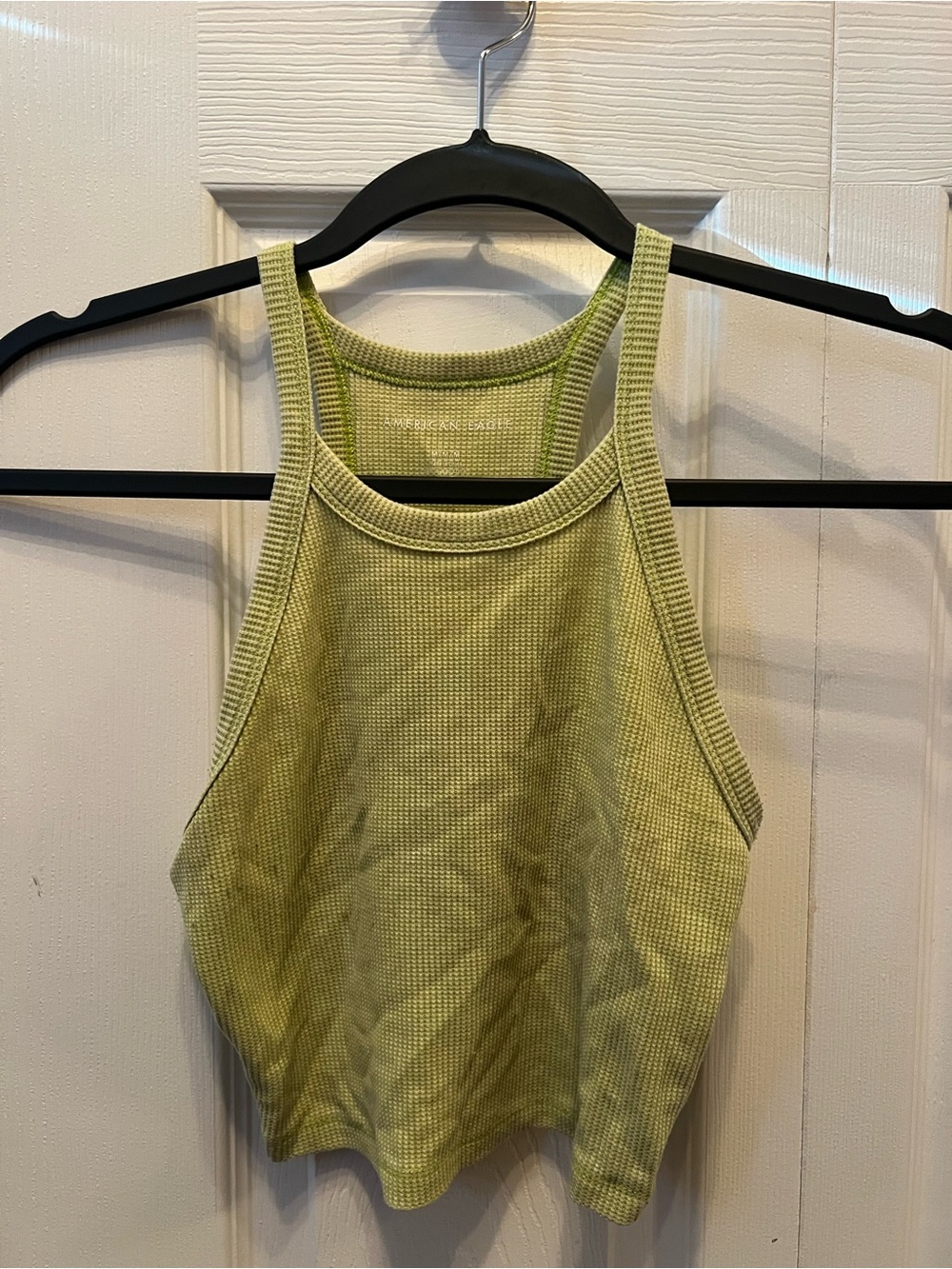 American Eagle Outfitters Lime Green Ribbed Cropped Racerback Tank